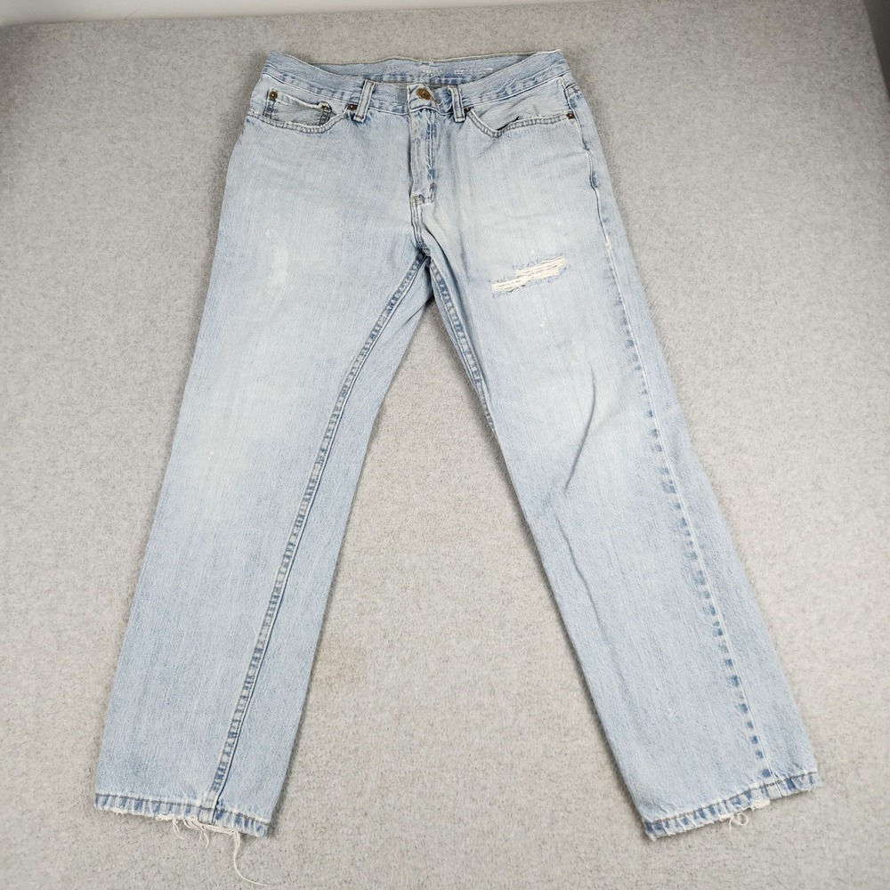 Urban Pipeline Jeans Mens 32x30 Blue Denim Distressed Relaxed Fit Straight Leg